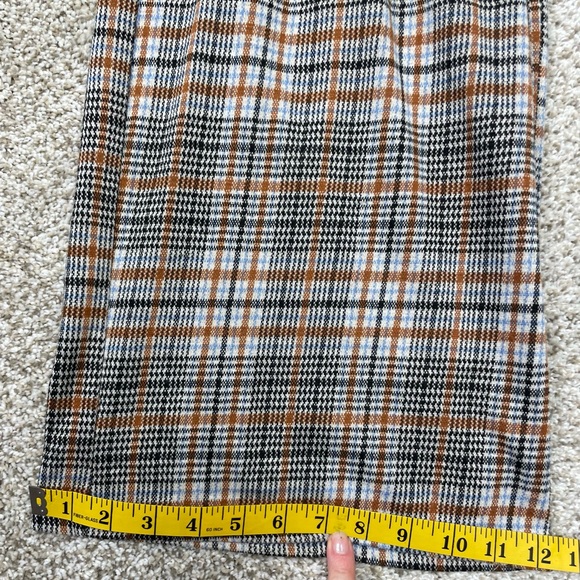 Anthropologie Maeve Checkered Pleated Wide Leg Trousers in Brown and Black - Picture 10 of 12